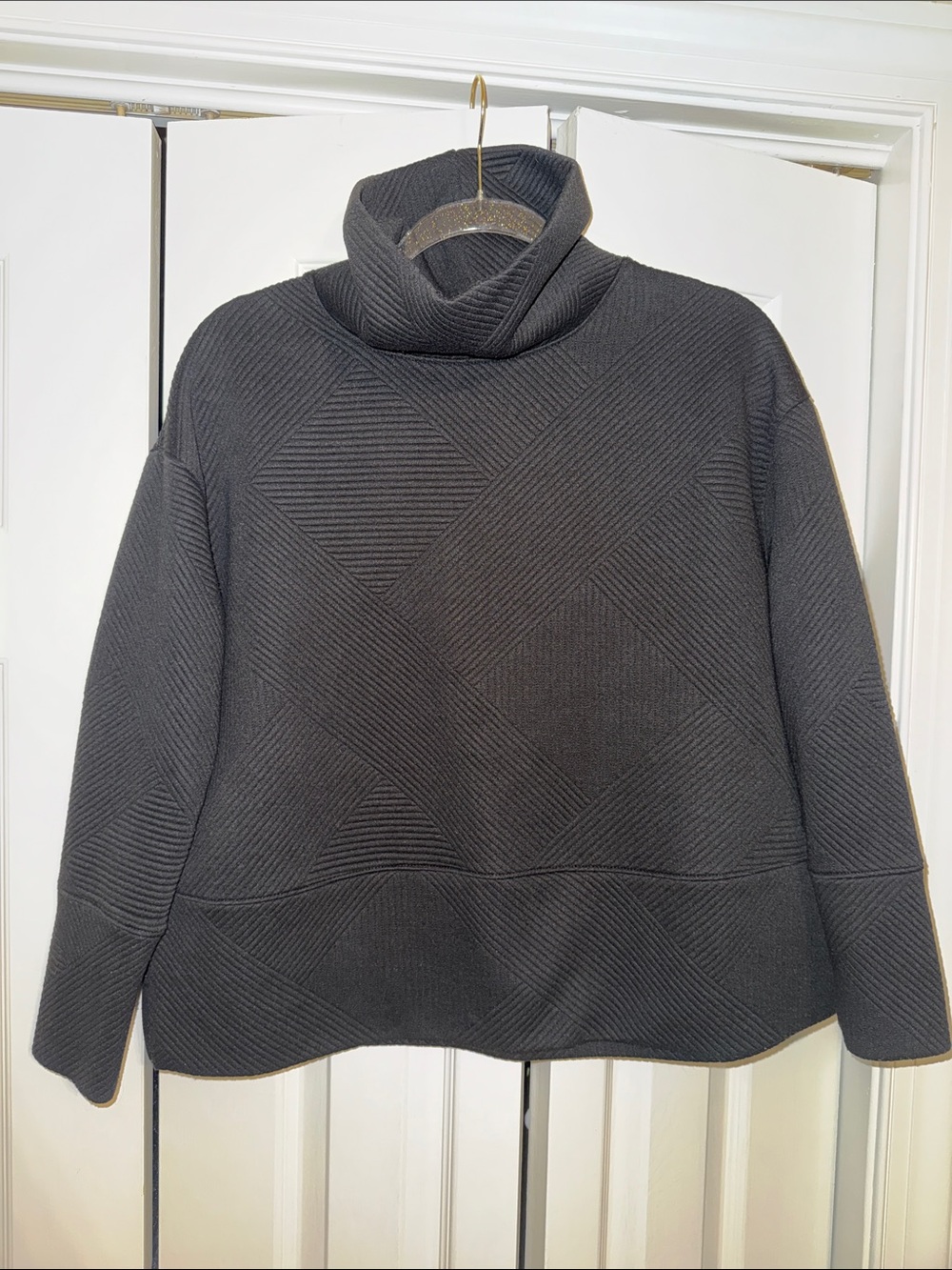 Nanette Lepore Black Textured Turtleneck Sweater